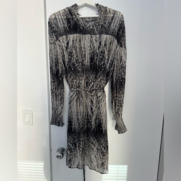 All Saints Feather-print Woven dress - Picture 14 of 15